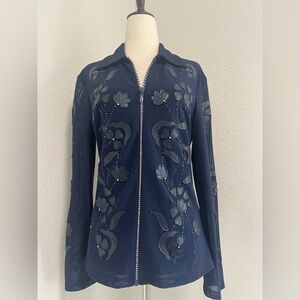 Sunblossom Navy Floral Blouse